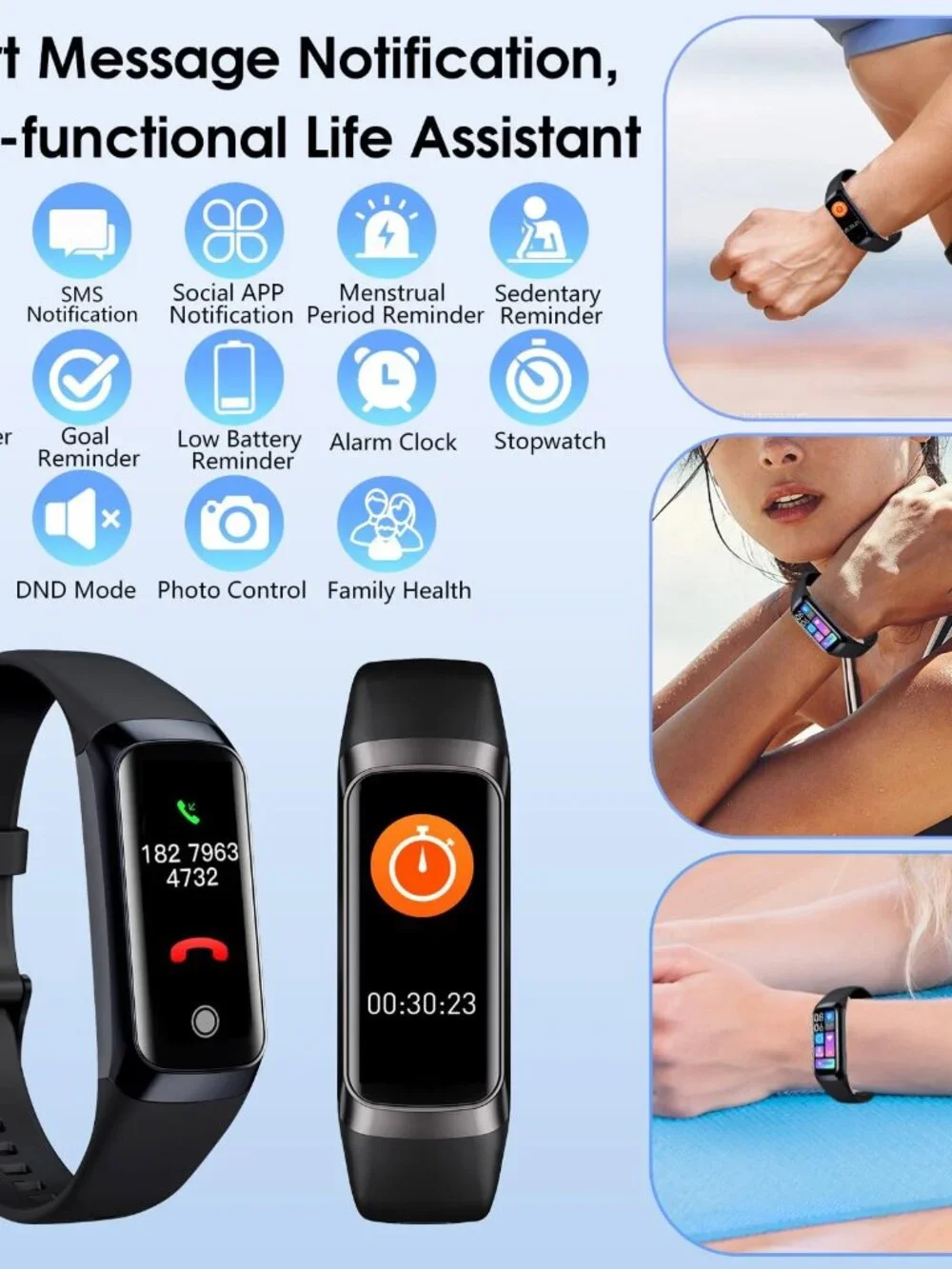 Bakoor Fitness Tracker with 24/7 Heart Rate Blood Oxygen Sleep Monitor, 1.10